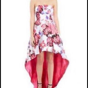 Juniors Strapless Floral High Low Hem
Twill Gown - 13/14